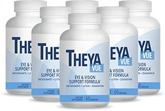 TheyaVue six-bottle pack, 6 white bottles of 60 capsules